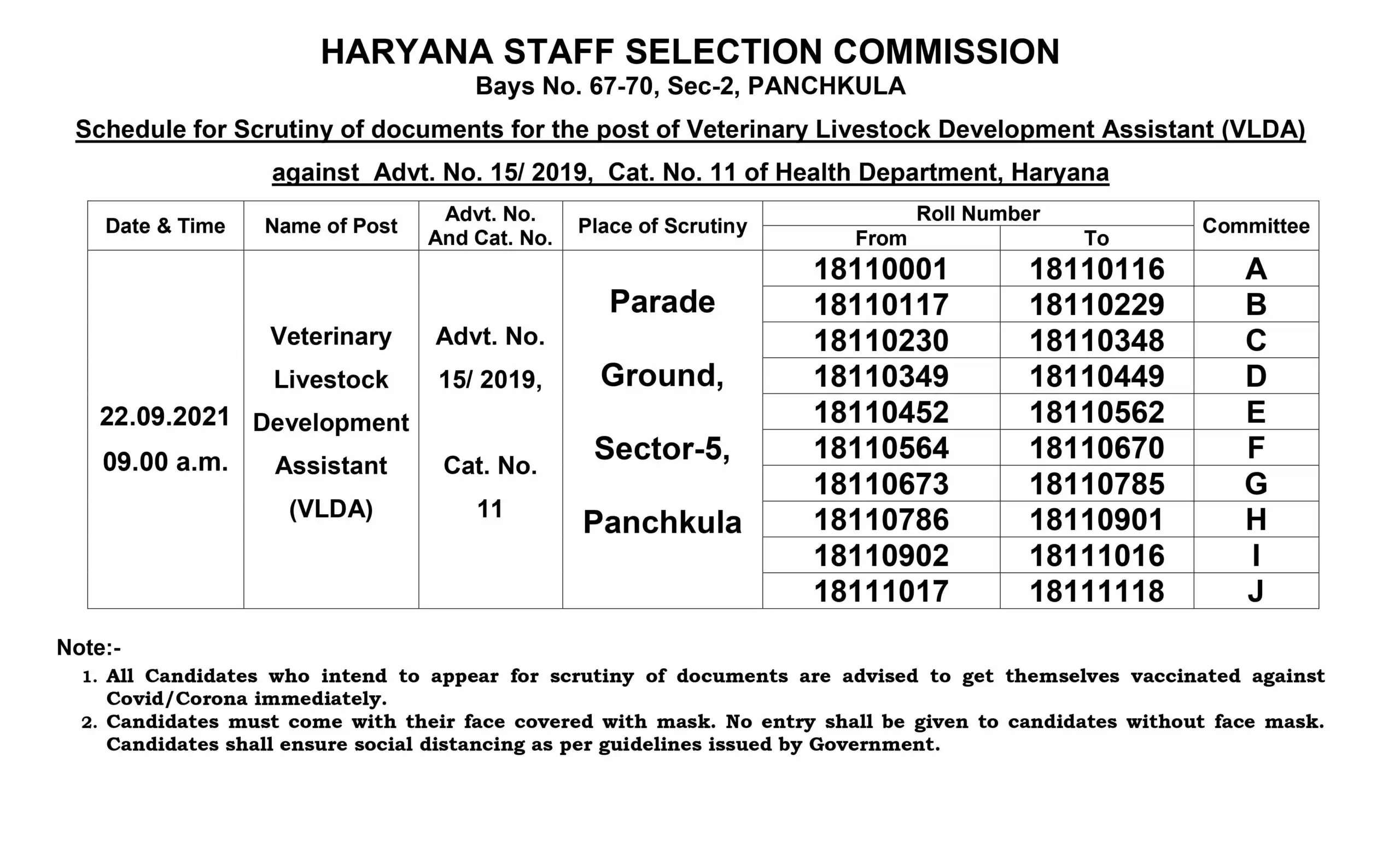 एचएसएससी (HSSC) ने स्वास्थ्य विभाग के इन पदों पर चयनित उम्मीदवारों को दस्तावेज जांच के लिए किया आमत्रित, देखें नोटिस